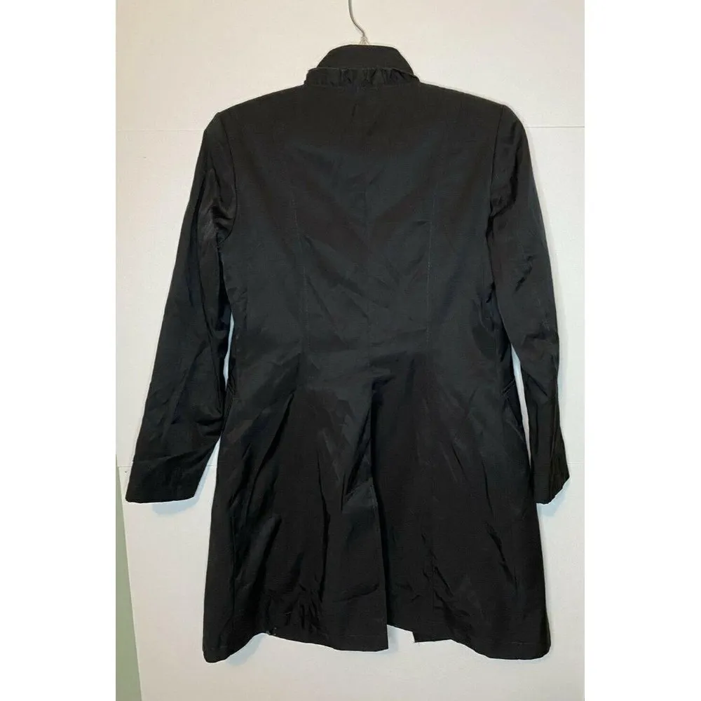 DKNY  Black Ruffle Peacoat Size X-Small - Image 5