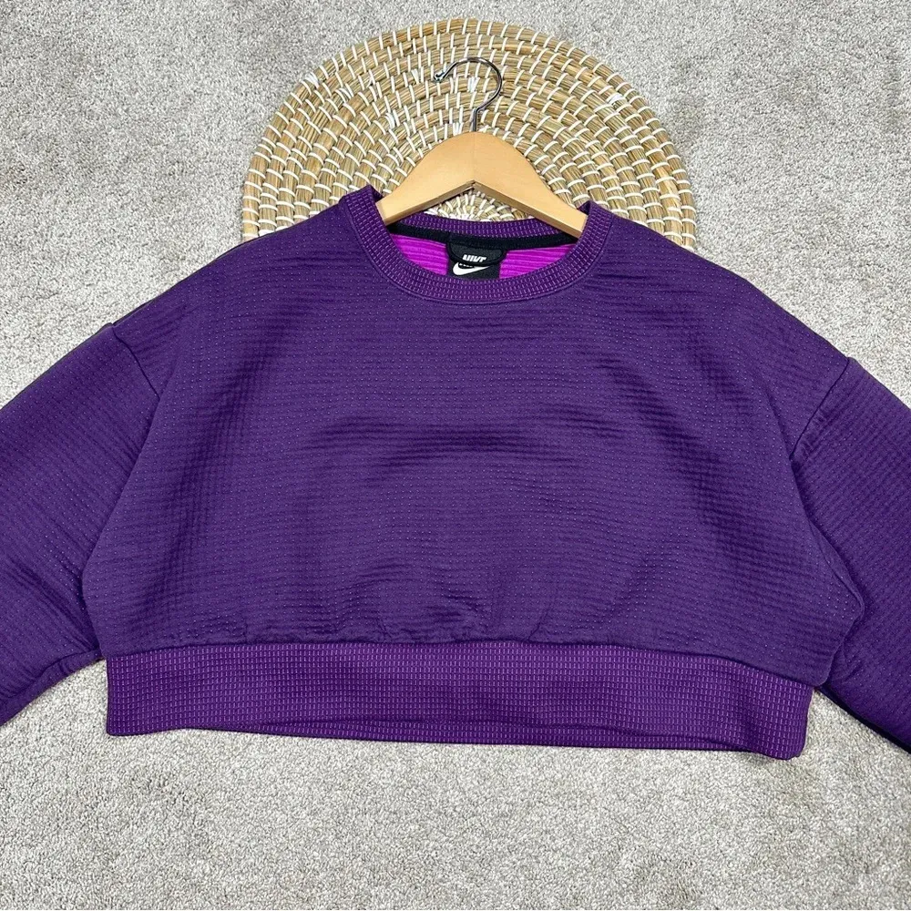 Nike Sportswear City Ready Fleece Cropped Crew Sweatshirt Purple Size SP - Image 5