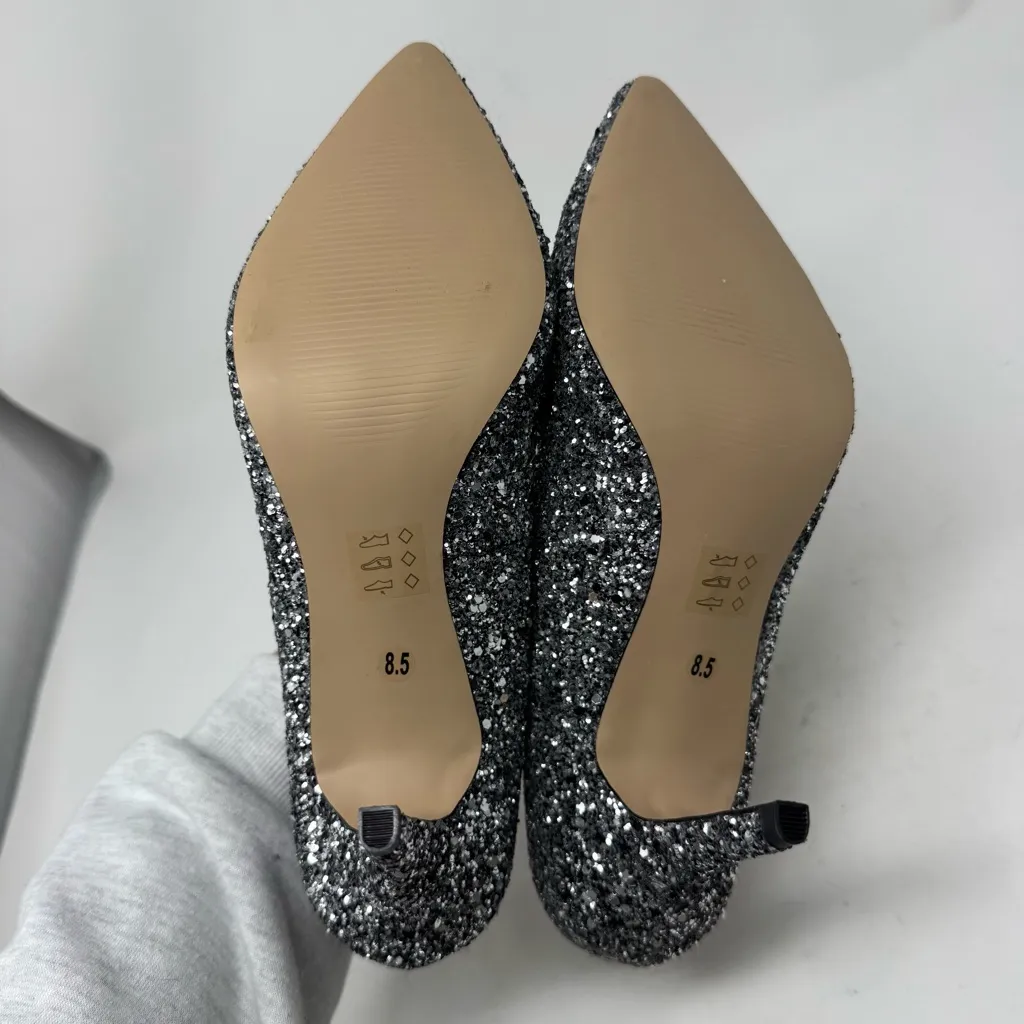 Sole Society  Cahya Silver Sparkly High Heels - Image 7