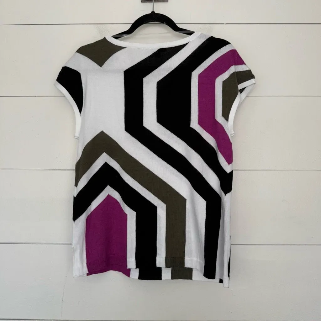 Chico’s Women’s 0 Patterned Short Sleeve Top Sweater - Image 4