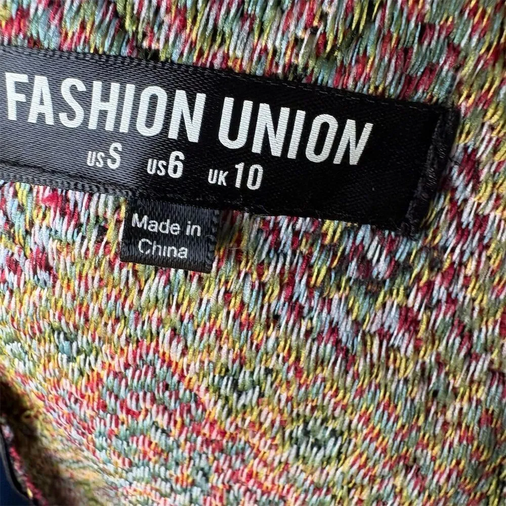 Fashion Union Women's Floral Collared Crop Top Blouse Size 6 Tapestry Retro - Image 6