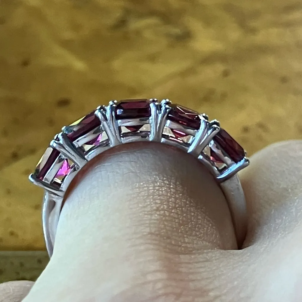 Natural Tanzanian Wine Garnet Sterling Silver Ring Size 7 - Image 2
