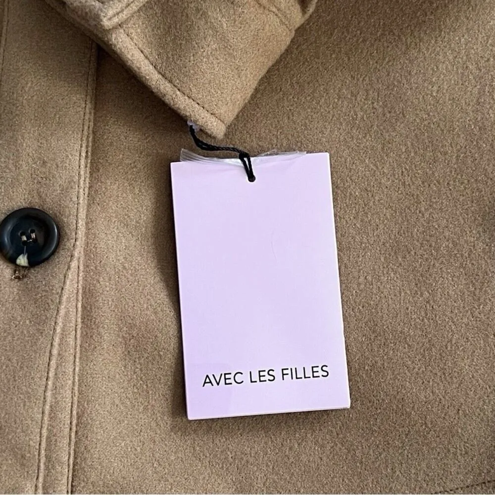NWT Avec Les Filles Anthropologie Cognac Brown Shirt Tail Button Up Shacket - Image 6
