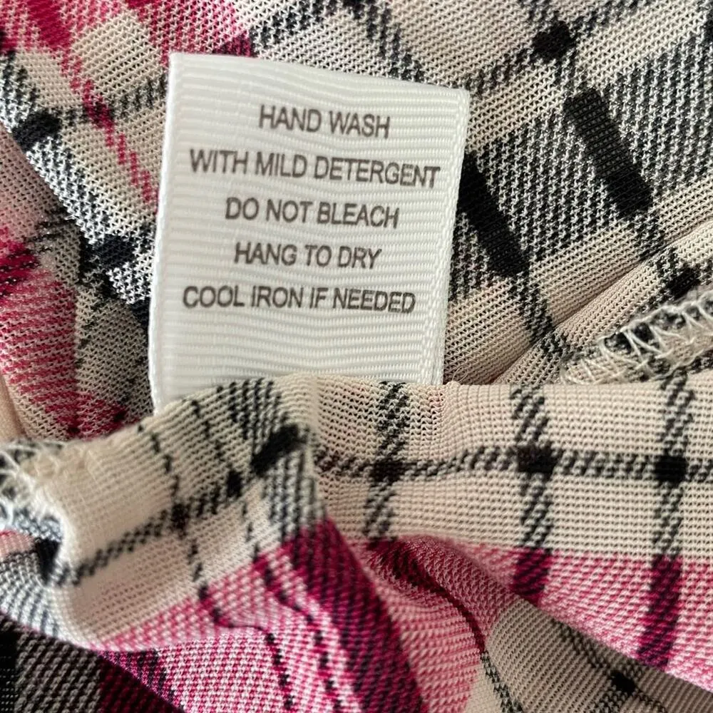 Eden & Olivia Top Women L Black Red Split Neck 3/4 Roll Tab Sleeve Plaid Popover - Image 13