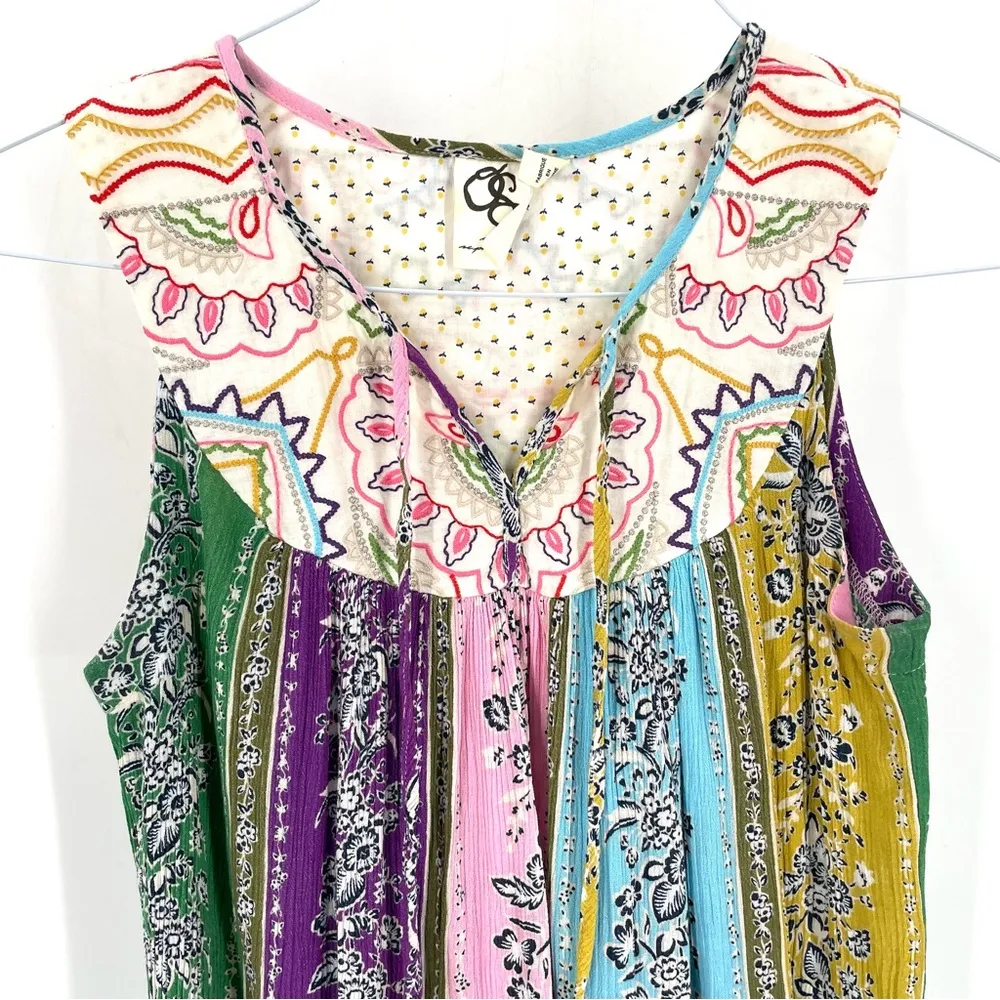ANTHROPOLOGIE One September Larkspur Tank Embroidered Boho Patchwork Blouse Top - Image 3