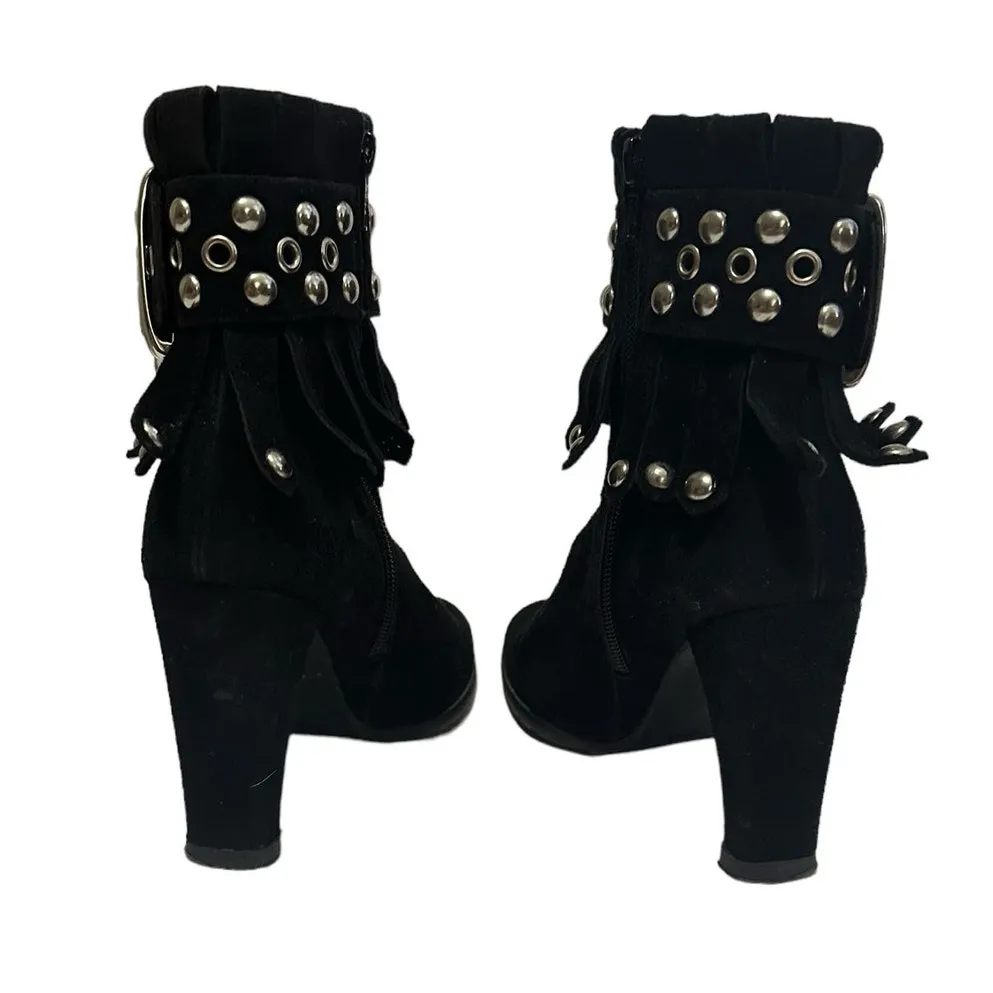 Stuart Weitzman Ankle Boots Black Suede Heel - Image 4
