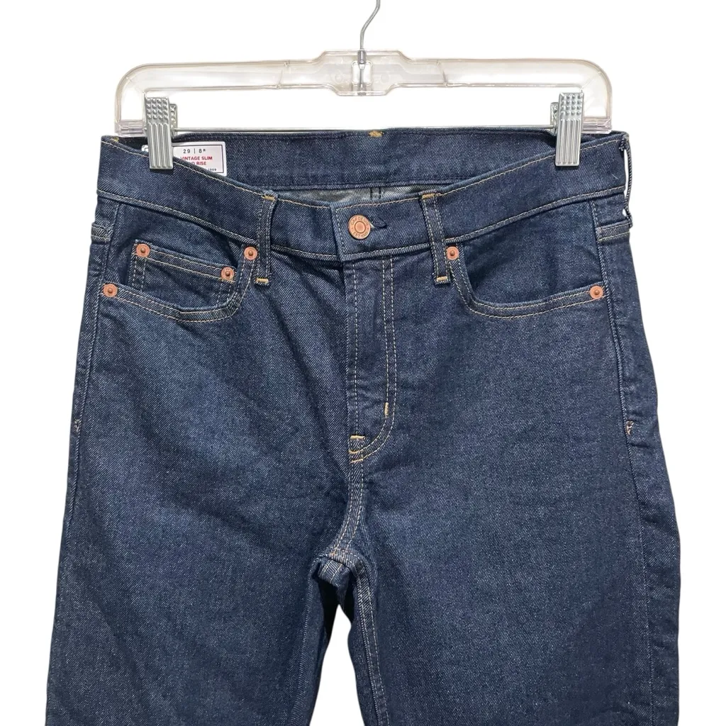 Gap Vintage Slim Mid Rise Jeans Dark Indigo Wash Denim Women’s Size 29 8 Regular - Image 3