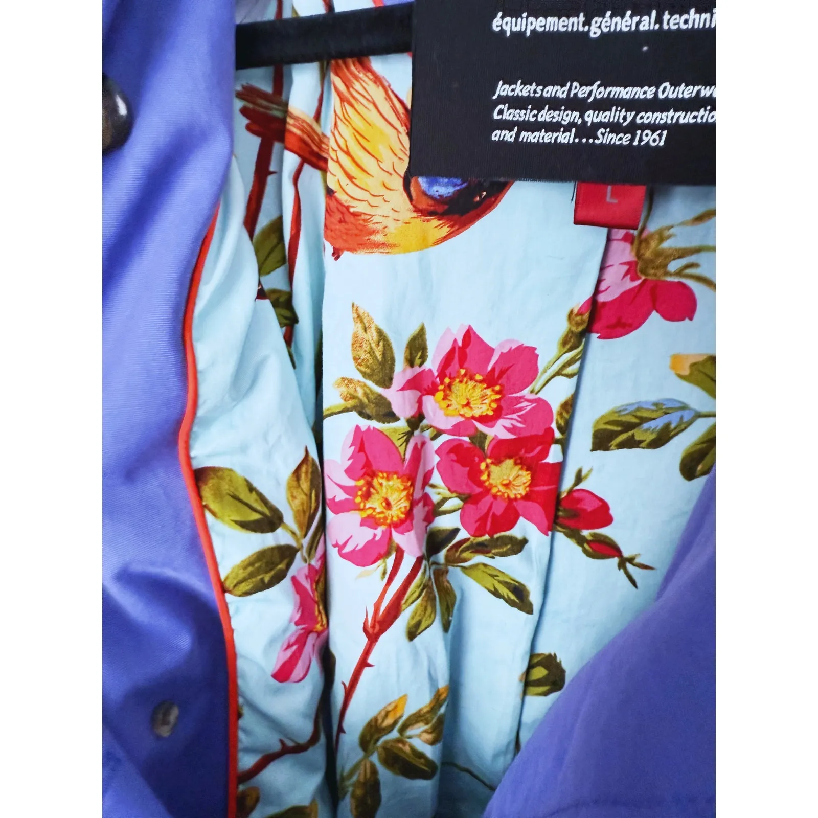 Vintage G.E.T Trench Coat Belted Rain Jacket Shell Purple Large Utility Gorpcore Blue - Image 6