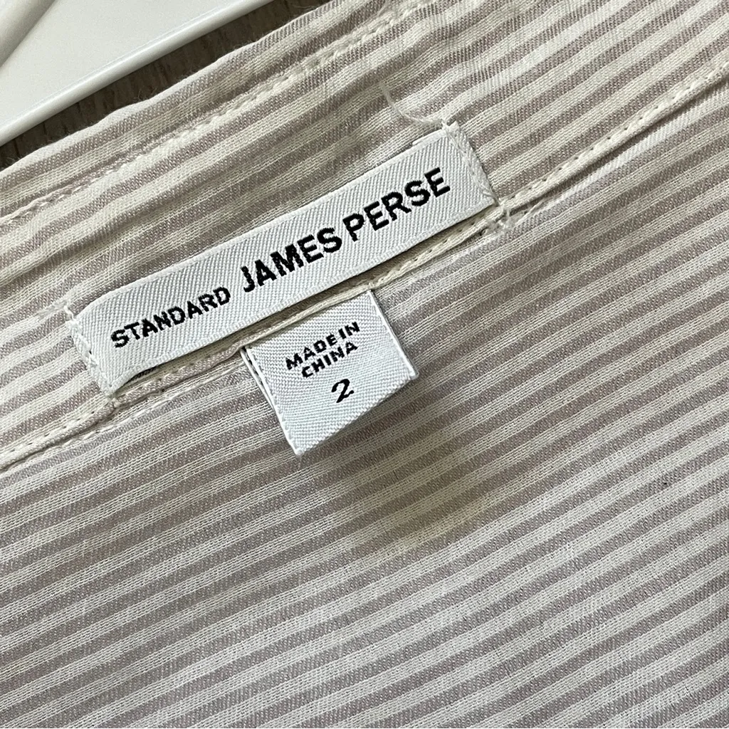 James Perse Shirt cotton striped button down womens Beige (medium) contemporary - Image 2
