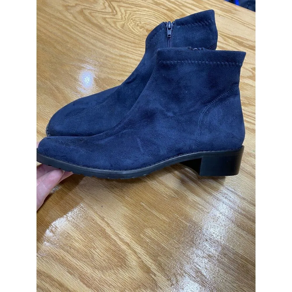 Ron White Ankle Chelsea Boots Womens 8 Blue Suede Side Zip Block Heel Formal S39 - Image 2