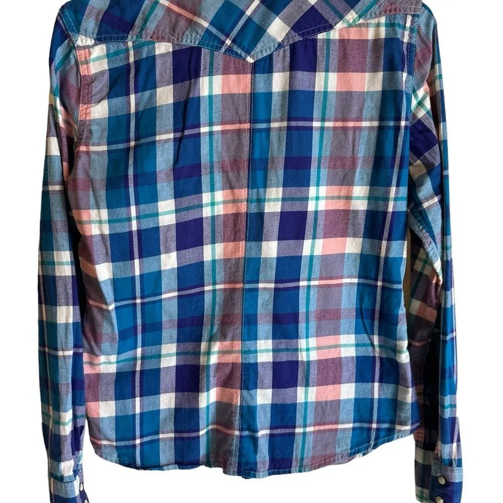 American Eagle Pastel Pink & Blues Western Shirt‎ - Medium - Image 2