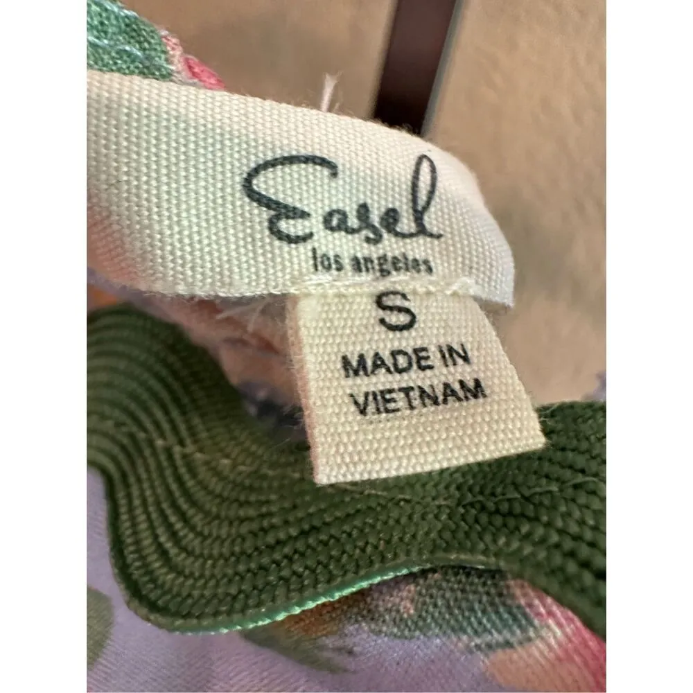 Size S Easel Los Angeles Blue Floral Contrast Wavy Trim Maxi Dress - Image 7