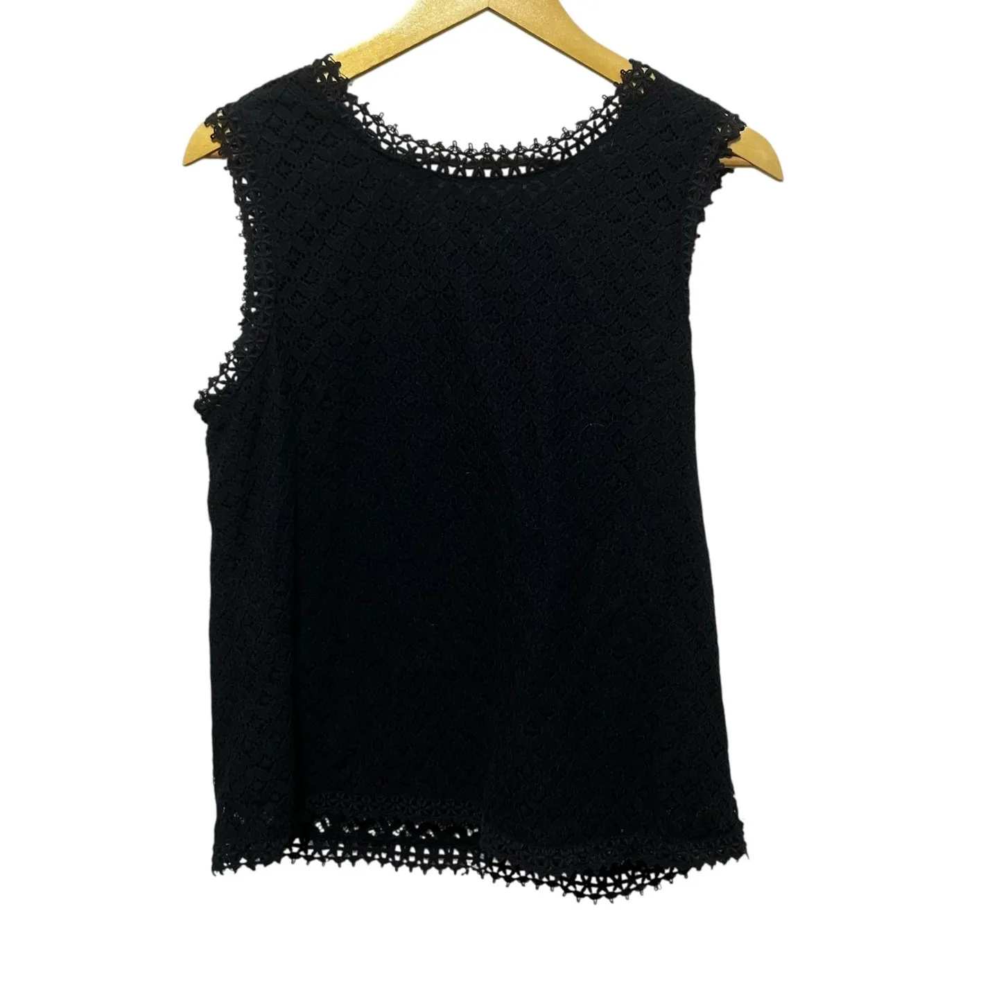 Merona Womens Navy Lace Top L Lined Crochet Overlay Cottagecore‎ Boho Cowgirl - Image 3