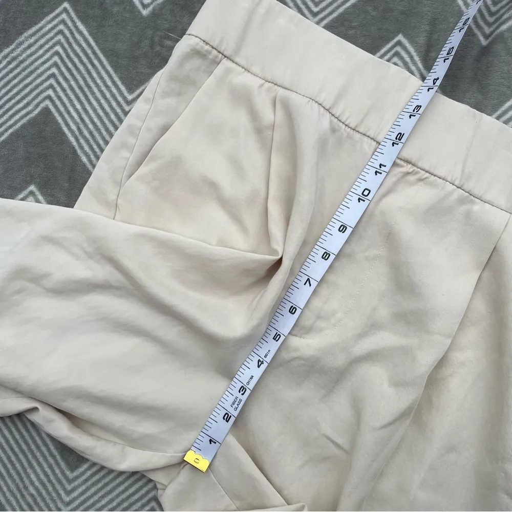 High Waisted Minimalist Quiet Luxury Cream Wide Leg Trousers Size Large - Image 7