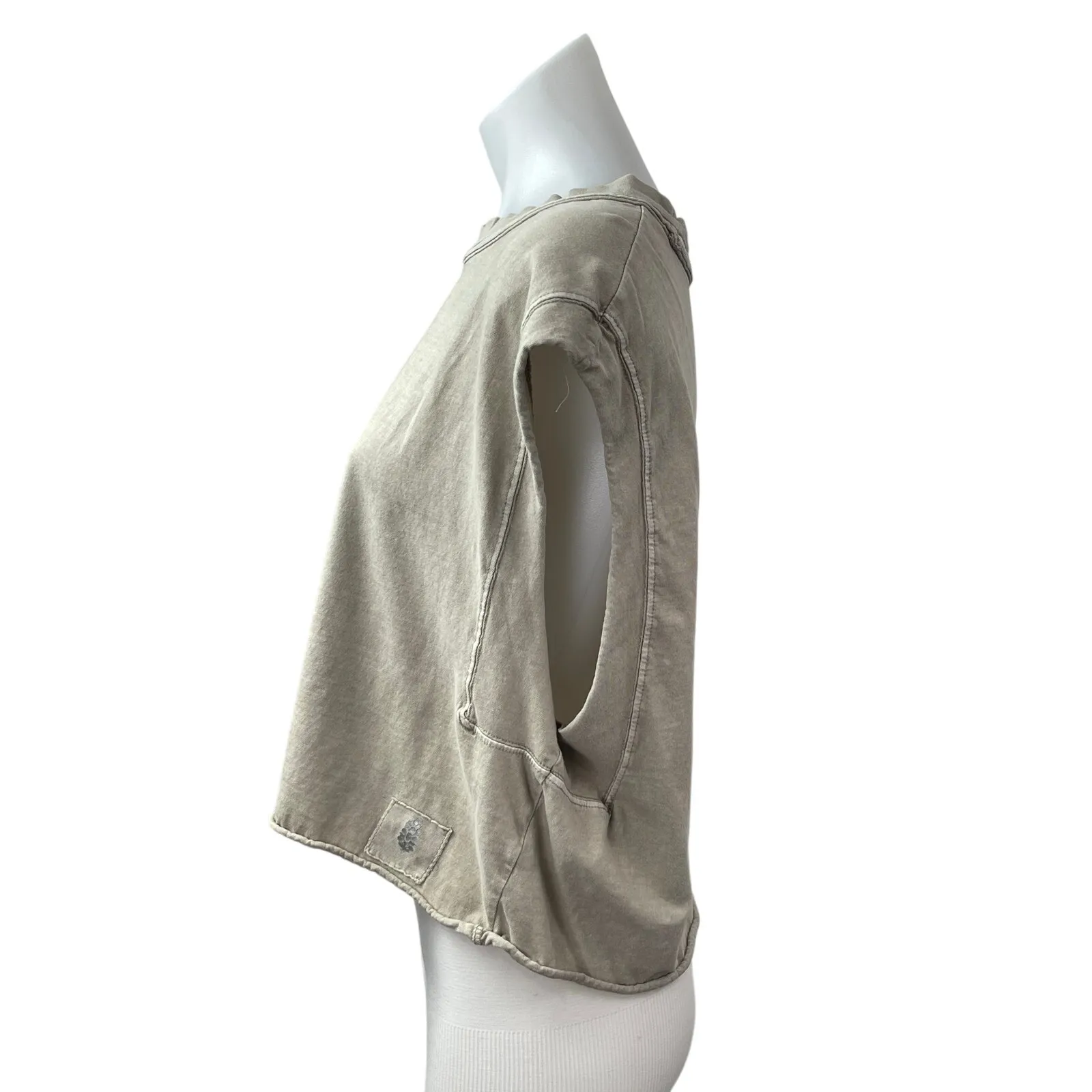 Free People FP Movement Women's Beige Cap Sleeve Boxy T Shirt Tee Top Size M - Image 2