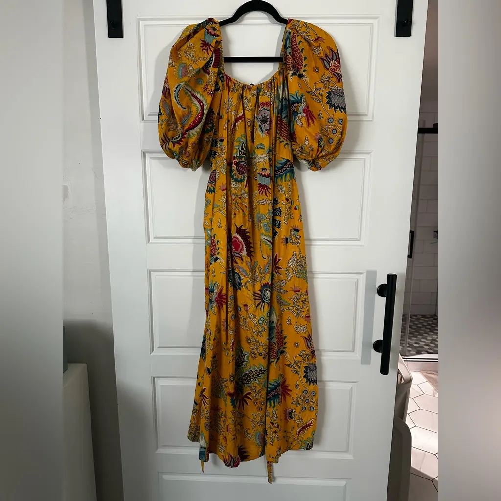 Rachel Comey Yellow and Blue Floral Desida Midi Dress - Image 3