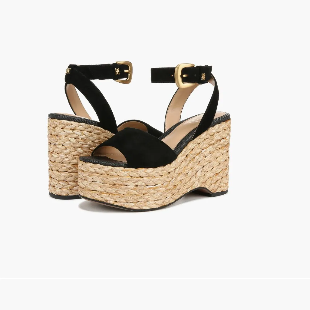 NEW Sam Edelman April Platform Wedge Espadrille Sandal (Women) 9.5M, BLACK - Image 7