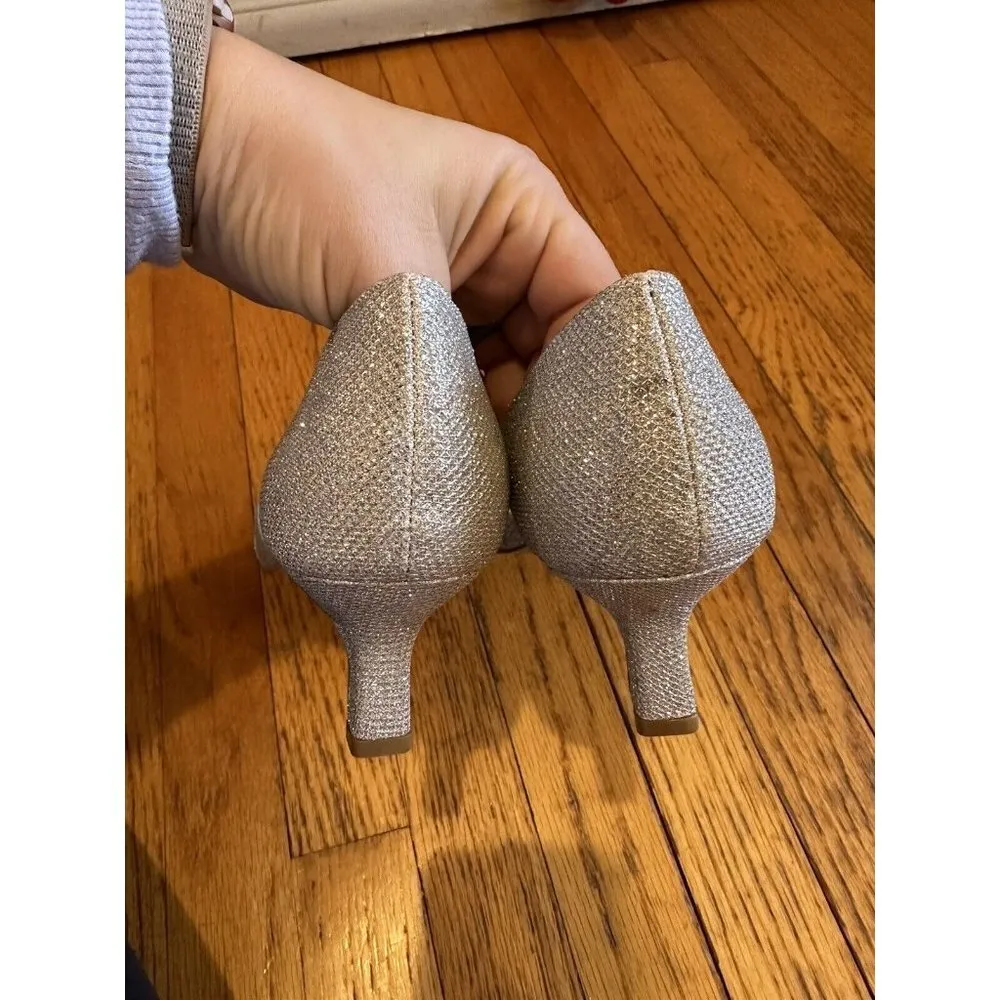 Jewel Badgley Mischka Dotty Glitter D’orsay Kitten Heel Size 5 EUC - Image 5