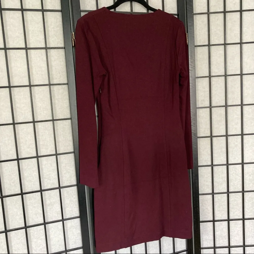 Jason Wu Merlo Bodycon Long Sleeve Ribbed V-Neck Above Knee Dress Red Xsmall - Image 6