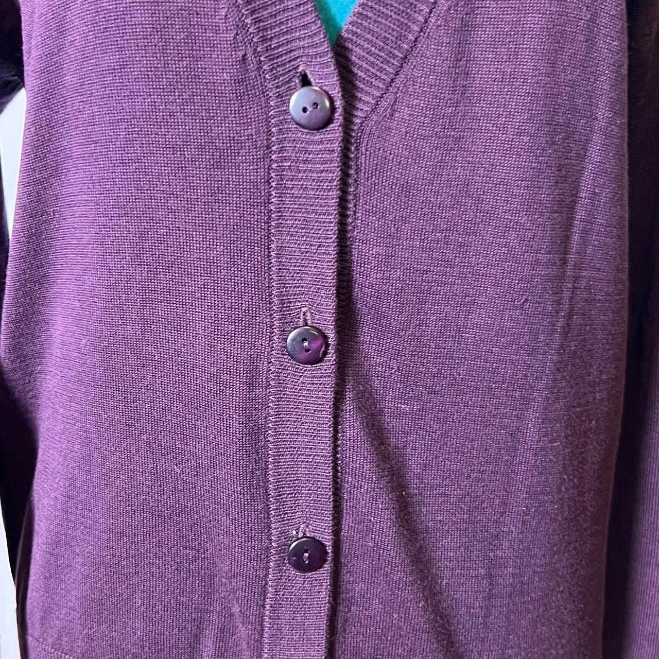 Vintage 90s Alfred Dunner Silk Blend Cardigan Women's Purple and Burgundy Small - Image 4