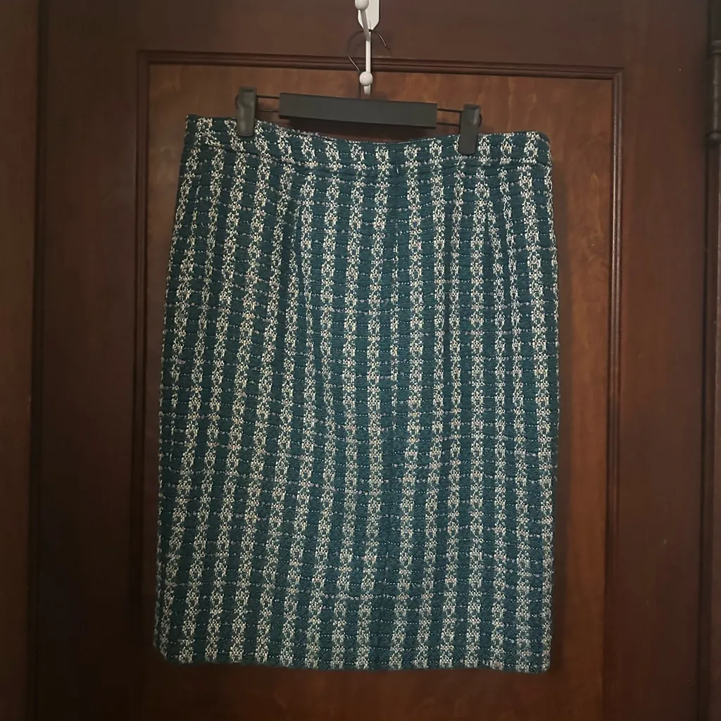 NWT J. Crew No. 2 Pencil Skirt In Emerald Tweed Size 12 - Image 3