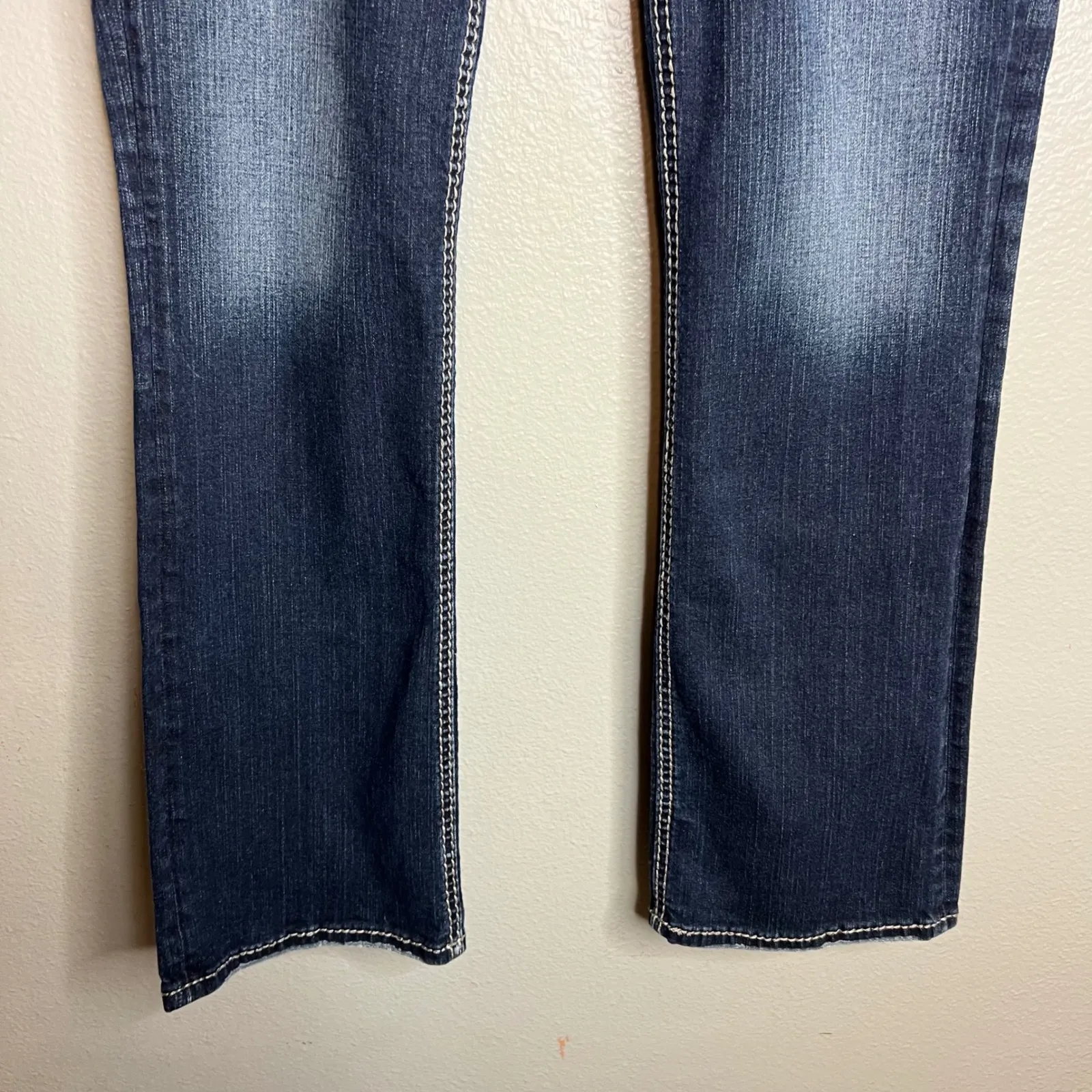 Silver Jeans Co Suki Mid Slim Boot Jeans Size 29 Dark Thick Stitch Flap Pockets Blue - Image 6