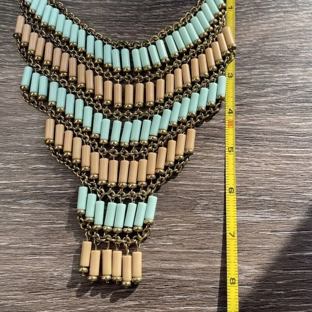 Vintage Three Strand Necklace Turquoise Chips Western Style Statement Piece 21" Blue - Image 8