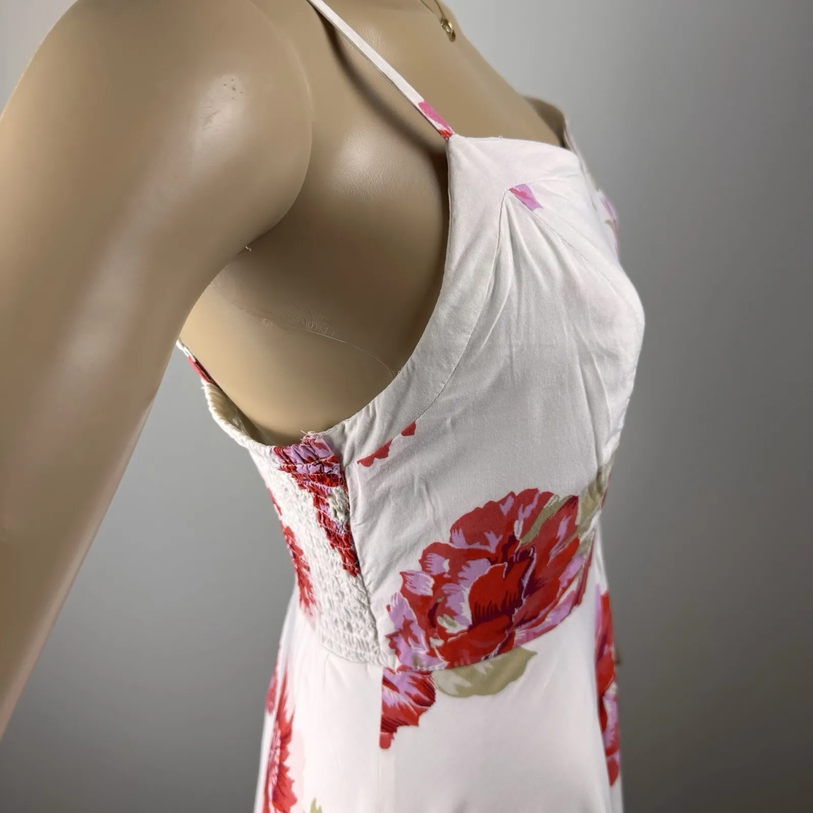 Old Navy Women Smocked Fit & Flare Cami Mini Dress Sz S Floral Summer zip‎ up - Image 6