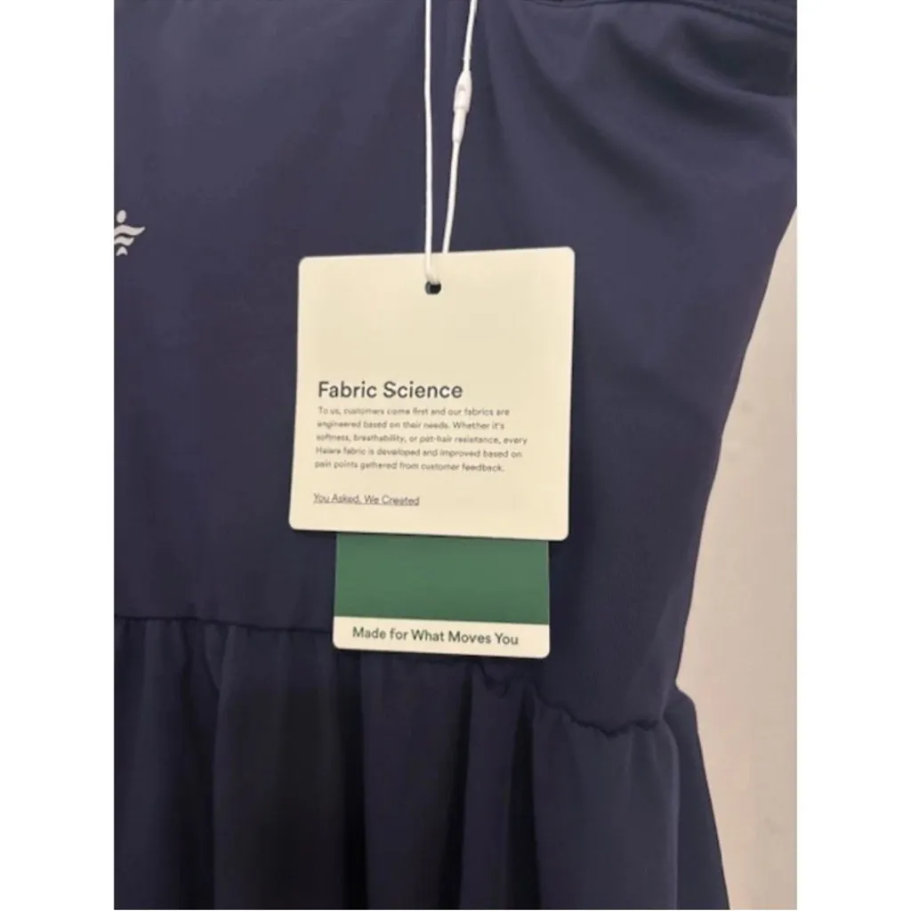 NWT Halara wicking material Navy Blue Women's high low flowy Dress size M. - Image 5