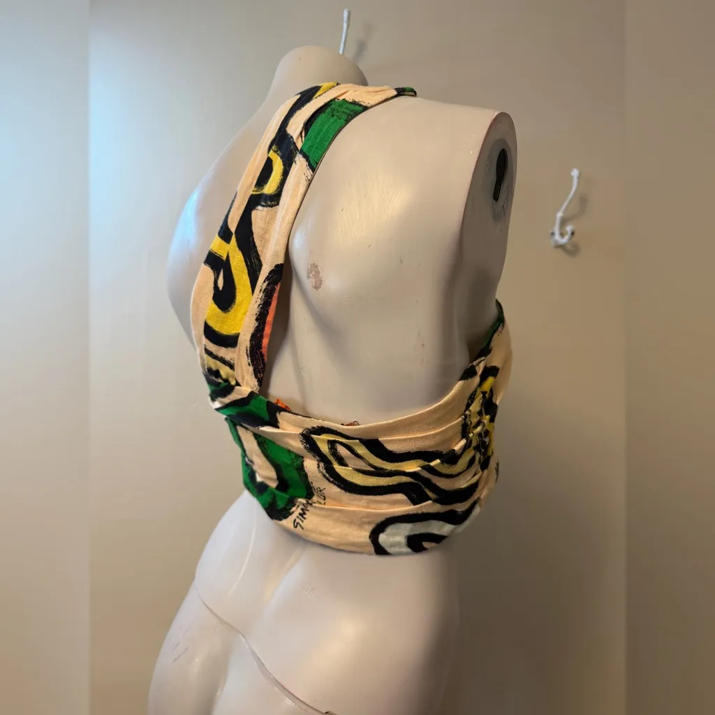 Simon Miller Lala Island Print Twist Linen Crop Top Sz 6 NWT Green - Image 11