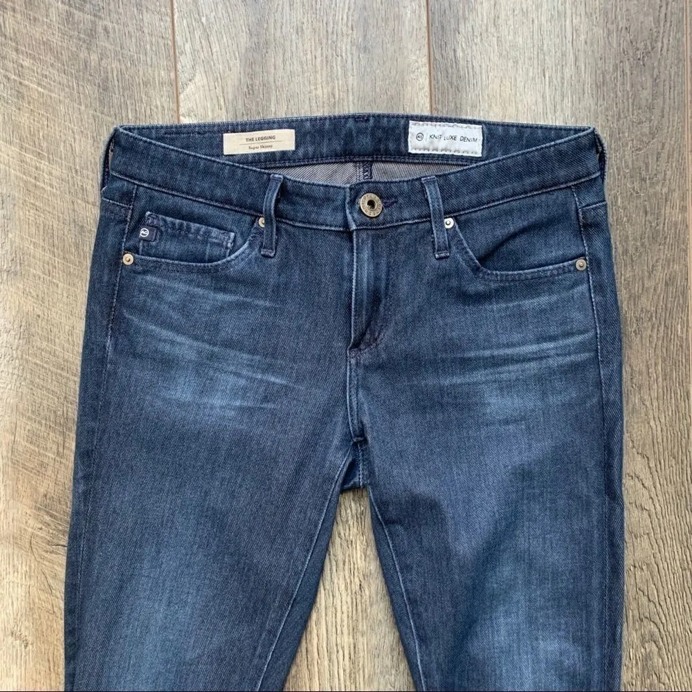 AG Adriano Goldschmeid The Legging Super Skinny Knit Luxe Denim Dark Wash 25 - Image 4