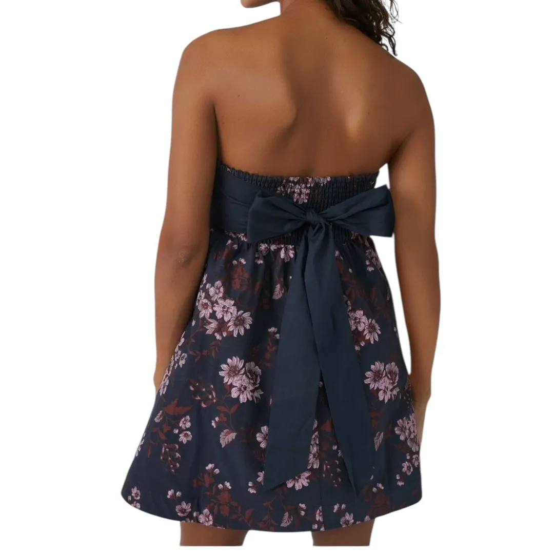Free People Matilda Tie Back Strapless Babydoll Floral Mini Dress Size Small - Image 2