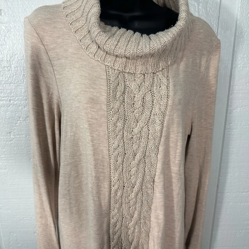Zenergy By Chico's Womens Tan Turtle Neck Sweater Size 0 EUC - Image 4