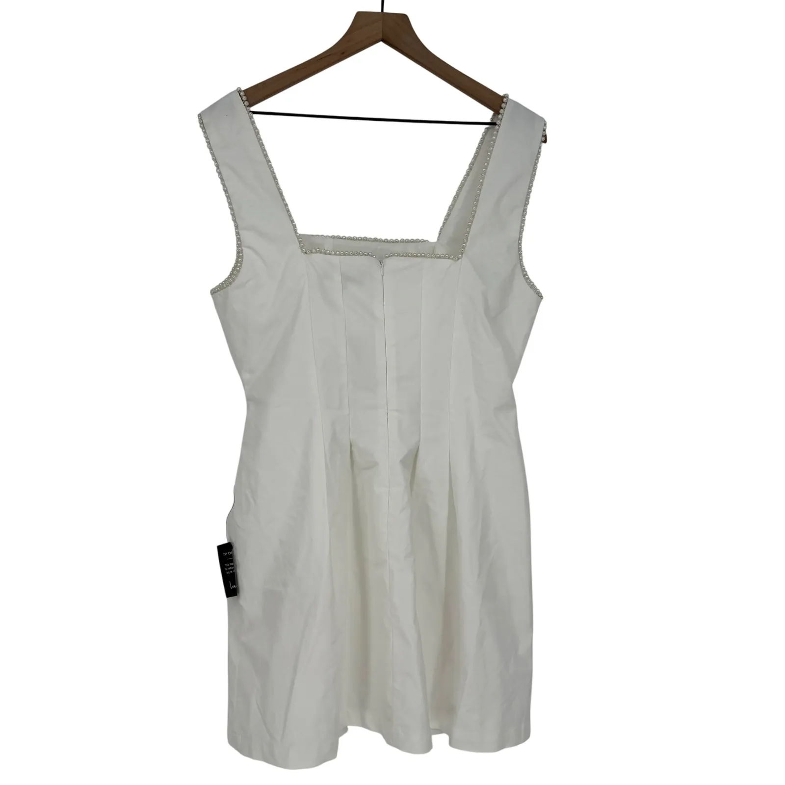 Lulus Pure Hearted White Pearl Square Neck Sleeveless Mini Dress Size XL - Image 12