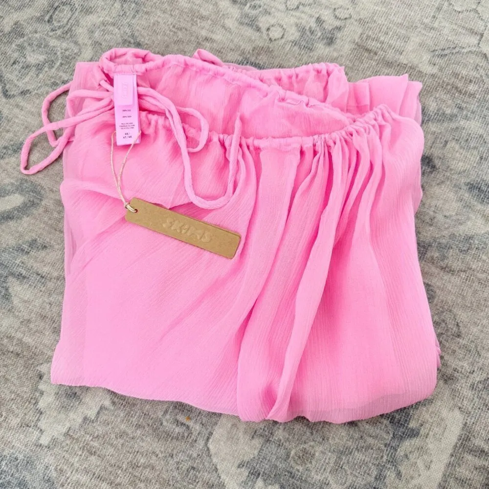 NWT Skims Silk High Rise Wide Leg‎ Sheer Pants in Light Pink Beach Plus Size 4X - Image 9