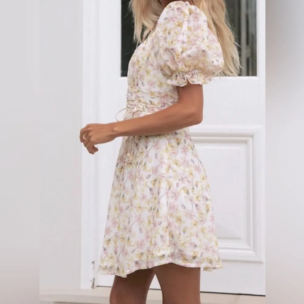 🌸Saints and Secrets🌼: Boho Mini Dress Vintage Dress, Juliette Sweet Flower Yellow Size M - Image 3
