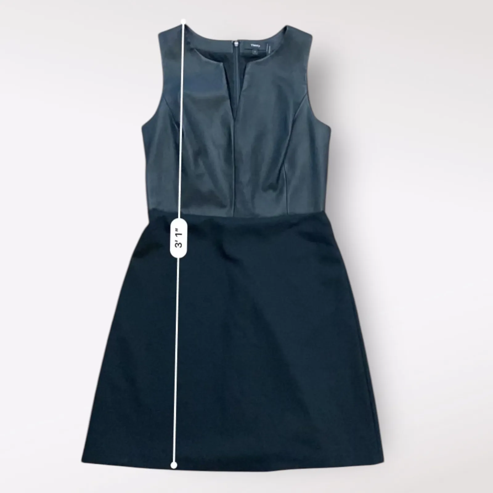 Theory Alinea Mod Stretch Lamb Leather Light Black‎ Mini Dress Size 8 - Image 6