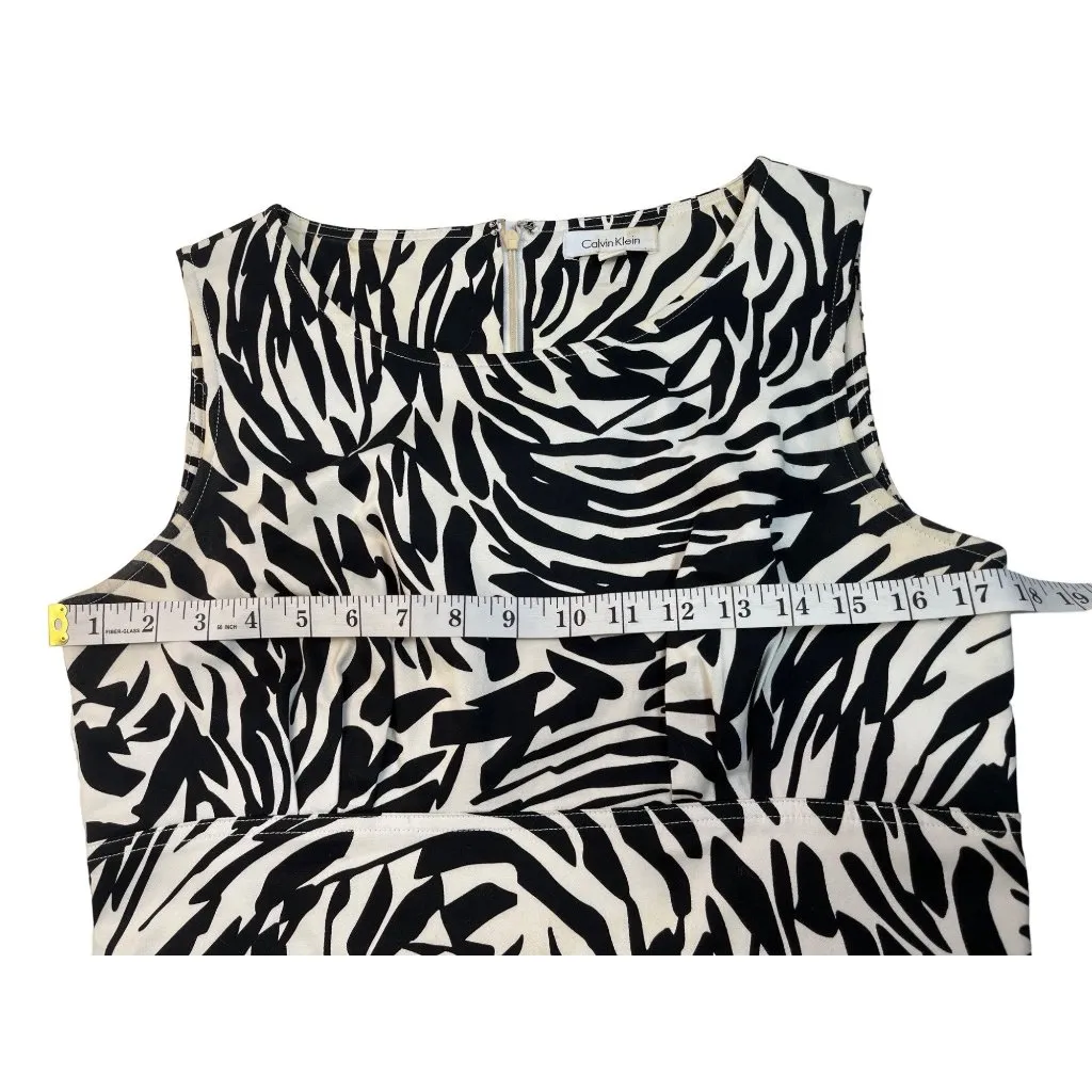 Calvin Klein Size 10  Black/White Cotton Blend Sleeveless Dress 30d - Image 5