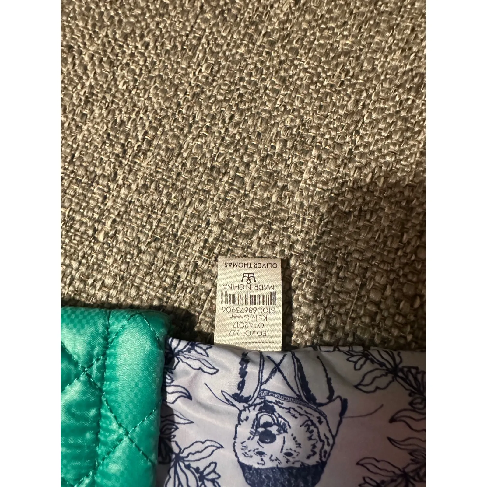 Oliver Thomas Quilted Pouch Teal Dog Print eyeglasses case EUC so cute Green - Image 5