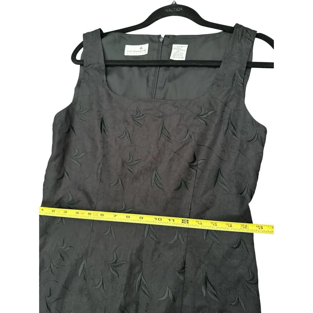 Vintage liz Claiborne career black Embroidery Dress Size 6 100%linen - Image 5