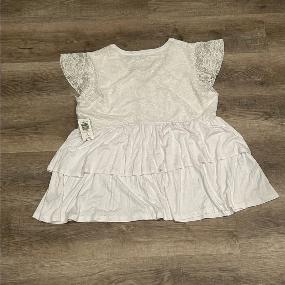 Super Soft Knit Lace V Neck Short Sleeve Tier Blouse NWT Size 1x 14-16 - Image 3