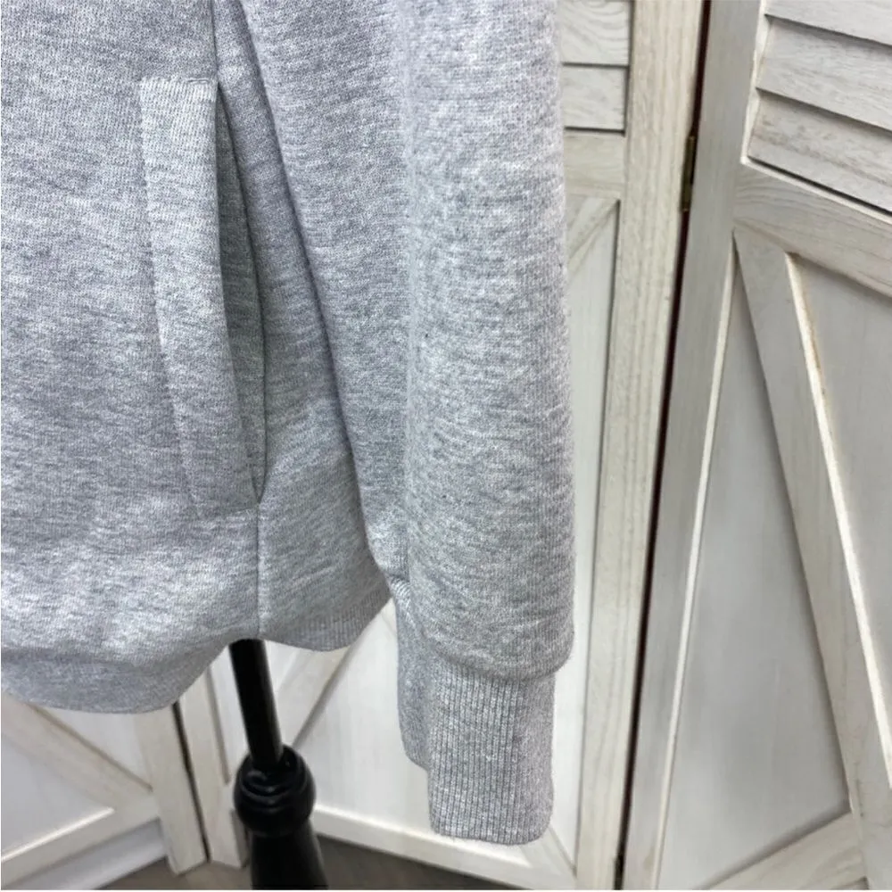 Blank NYC Faux Sherpa Lined Cocoon Jacket Jersey Knit Gray Cream Small Open‎ - Image 6