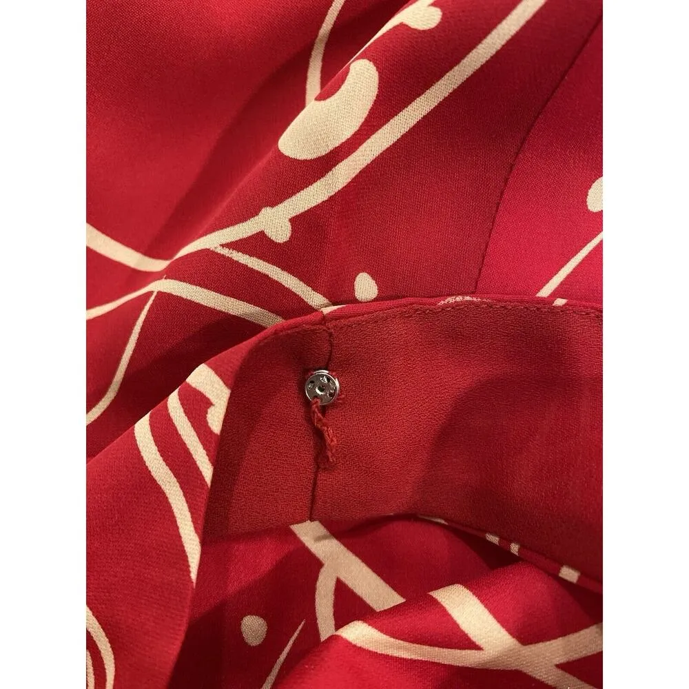 Ann Taylor 2 Silk Classic Sleeveless Floral Flowy Dress Red Black - Image 6