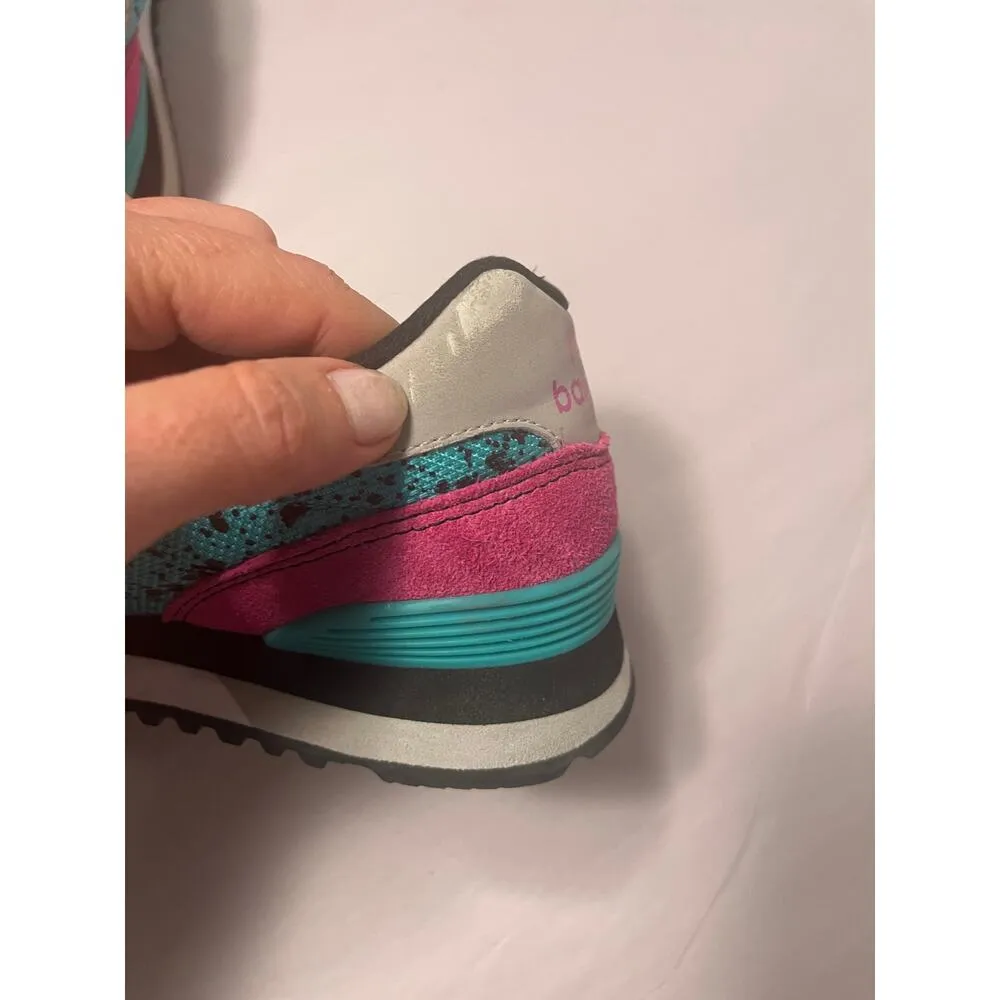 New Balance X UO 515 Airbrush Graffiti Running Sneaker Teal & Pink Women's sz. 8 - Image 10