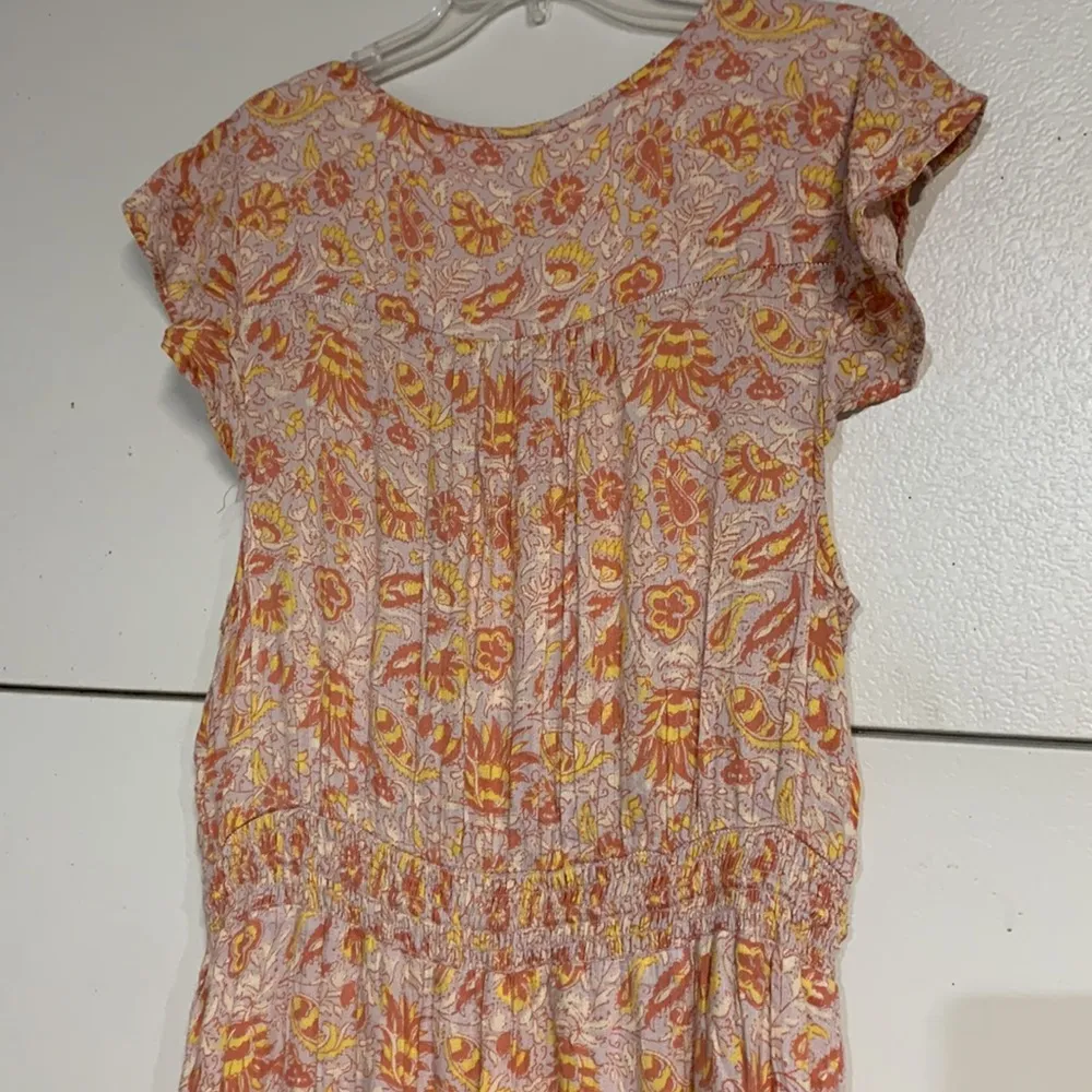 LUCKY BRAND YELLOW PINK FLORAL FELICE HI LOW MIDI DRESS XL - Image 7