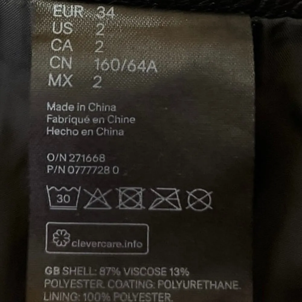 H&M Divided Black Faux Leather Flat Front Zipper Pencil Straight Mini Skirt 2 - Image 5