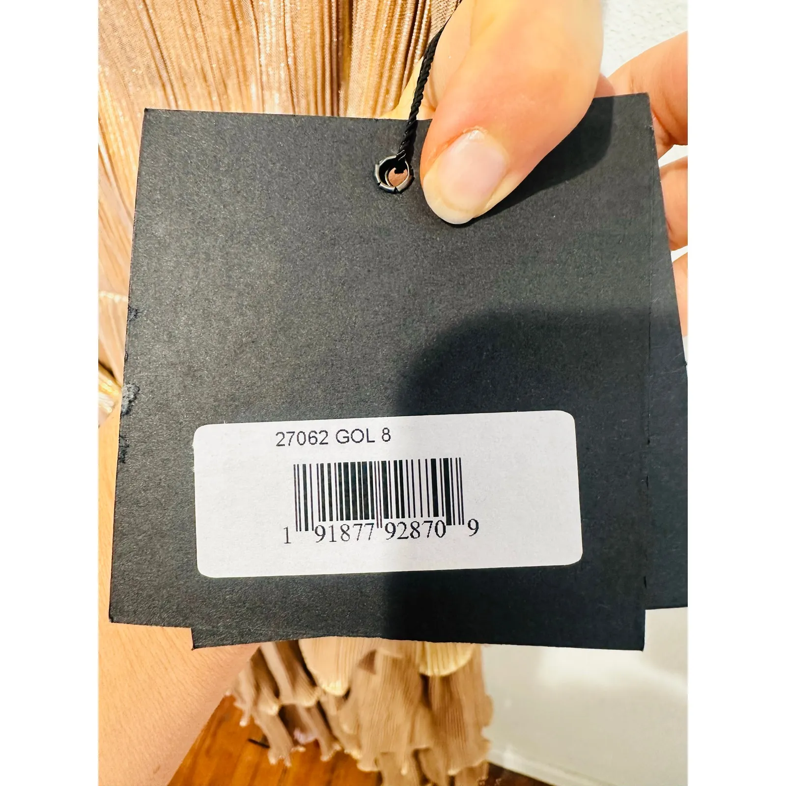 MAC DUGGAL Gold Metallic Plissé Square Neck Pleated Ruffle Belt Detail Dress 8 - Image 10