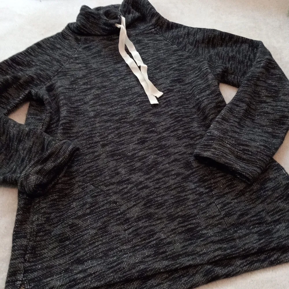 J. Crew Cowl Neck Black Grey & White Marled Drawstring Sweater NWT Size undefined - Image 7