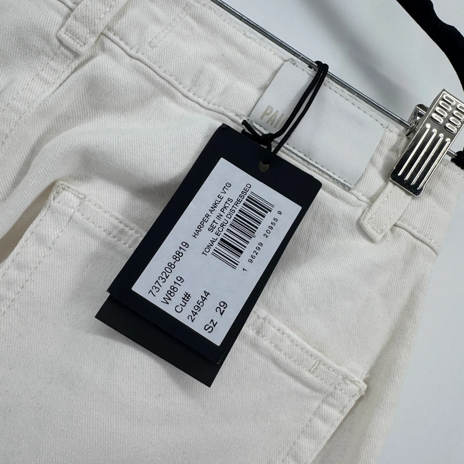 Paige Harper Ankle With Vintage Set in pockets Sz29 NWT Wide Leg High Rise White - Image 8