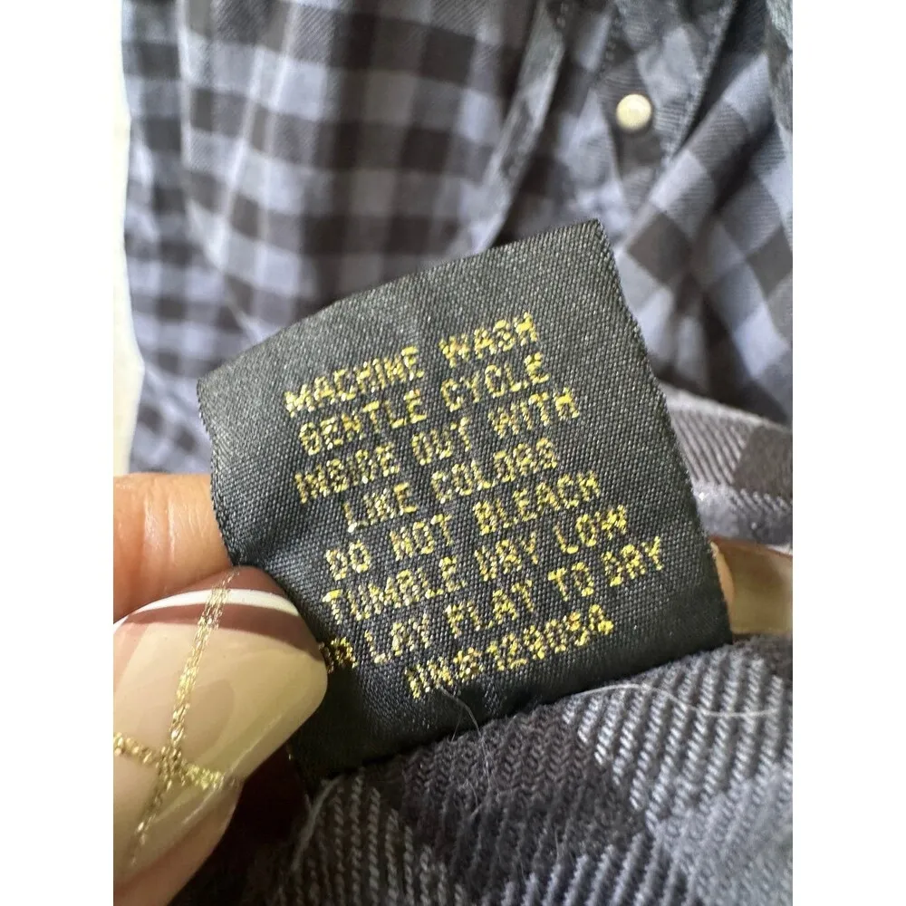 Paris Blues Denim Women's Gingham Button Down Drawstring Waist Shirt Dress M - Image 7